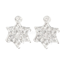Transparent Acrylic Pendants, Snowflake Charms, Clear, 30x22x4mm, Hole: 3mm, about 537pcs/500g(TACR-G048-27)