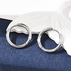 Tarnish Resistant 304 Stainless Steel Hoop Earrings, Manual Polishing Huggie Earrings, Stainless Steel Color, 10 Gauge, 19x2.5mm, Pin: 0.9mm(±0.1mm), Inner Diameter: 14mm(EJEW-P177-P-16)