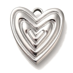 Anti-Tarnish 304 Stainless Steel Pendants, Heart Charm, Stainless Steel Color, 18.5x17.5x2.7mm, Hole: 2.2x2.1mm(STAS-P371-096B-P)