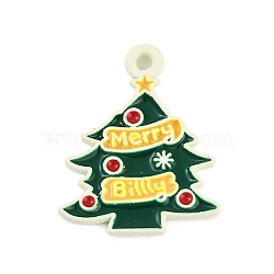 Christmas Theme Spray Painted Alloy Enamel Pendants, Christmas Tree, 22x18x1.5mm, Hole: 1.8mm(ENAM-Z020-01K)