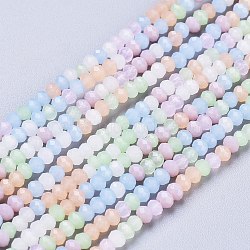 Opaque Glass Beads Strands, Faceted, Rondelle, Mixed Color, 3x2.5mm, Hole: 0.5mm, about 185pcs/strand, 16.54 inch(42cm)(X-GLAA-L030-A02)