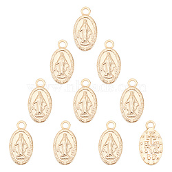 304 Stainless Steel Miraculous Medal Charms, Oval with Virgin Mary, Golden, 12.5x6.5x1.5mm, Hole: 0.8mm, 10pcs/box(STAS-UN0006-07G)