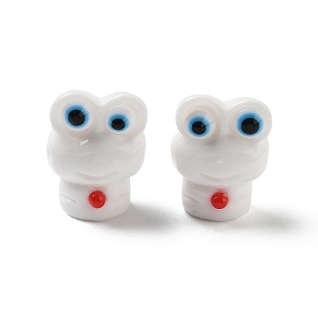 Resin Beads, Frog, White, 16x12.5x11.5mm, Hole: 2mm