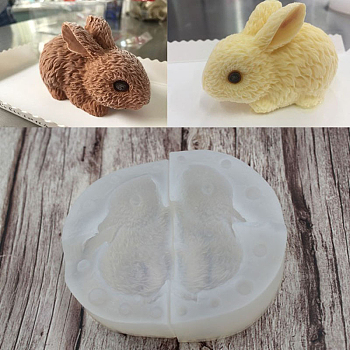 Food Grade Bunny Silicone Molds, Fondant Molds, For DIY Cake Decoration, Chocolate, Candy, UV Resin & Epoxy Resin Jewelry Making, Rabbit, Random Single Color or Random Mixed Color, 62x105mm, Rabbit: 85x50x45mm, 2pcs/set