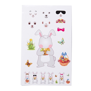 Easter Theme Paper Gift Tag Self-Adhesive Stickers, for Gift Packaging and Party Decoration, Rabbit Pattern, 18x11x0.02cm