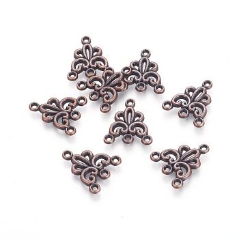 Tibetan Style Chandelier Components, Lead Free & Nickel Free & Cadmium Free, Red Copper, 19x16x2mm, Hole: 1mm
