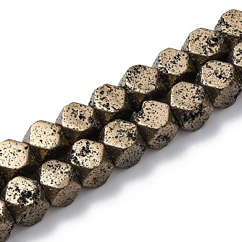 Electroplated Natural Lava Rock Beads Strands, Faceted, Cube, Antique Golden Plated, 6~6.5x6~6.5x6~6.5mm, Hole: 1.2mm, about 62pcs/strand, 16.14''(41cm)