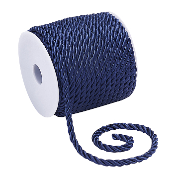 ELITE 3-Ply Polyester Braided Cord, Twisted Rope, for DIY Cord Jewelry Findings, Midnight Blue, 5mm, about 18m/roll