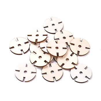 Poplar Natural Wood Beads, Flat Round, Blanched Almond, 29.5x2.5mm, Hole: 3.5mm, about 100pcs/bag