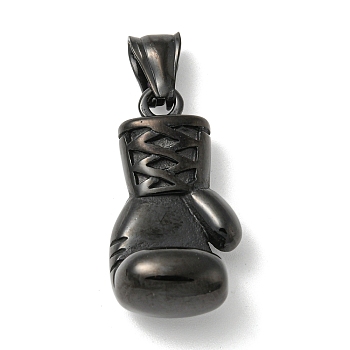 316L Surgical Stainless Steel Pendants, Boxing Gloves, Gym Charms, Gunmetal, 30x15x12mm, Hole: 5x8mm