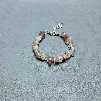 Natural Strawberry Quartz Chip Beaded Bracelets for Women