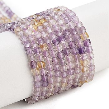 Natural Ametrine Beads Strands, Faceted Table Cut Cube, 1.5~2.5x1.5~2.5x1.5~2mm, Hole: 0.4mm, about 183~186pcs/strand, 15.35~15.55''(39~39.5cm)