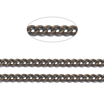 Brass Twisted Chains, Curb Chains, Unwelded, with Spool, Oval, Lead Free & Nickel Free & Cadmium Free, Antique Bronze, 1.8x1x0.36mm, about 301.83 Feet(92m)/roll