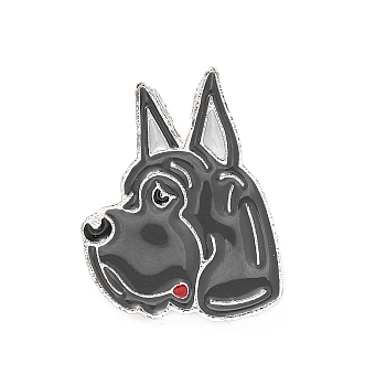 Dog Enamel Pin with Brass Butterfly Clutches, Alloy Badge for Backpack Clothing, Great Dane, 24.5x19x10mm, Pin: 1.1mm