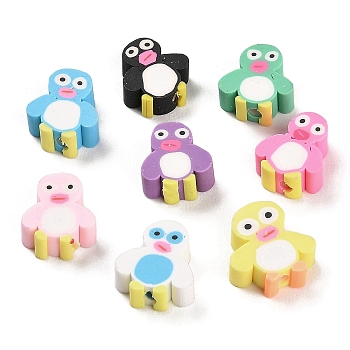 Handmade Polymer Clay Beads, Penguin, Mixed Color, 10.5~12x9.5x4mm, Hole: 1.8mm
