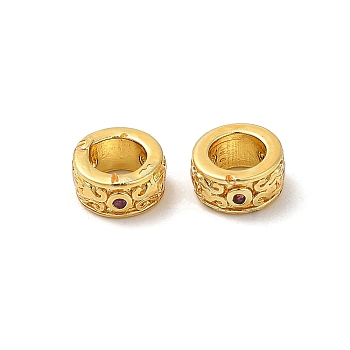 Rack Plating Brass Cubic Zirconia Beads, Long-Lasting Plated, Lead Free & Cadmium Free, Column, Golden, 6.5x3mm, Hole: 3.5mm