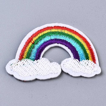 Rainbow Appliques, Computerized Embroidery Cloth Iron on/Sew on Patches, Costume Accessories, Colorful, 30.5x46x1.5mm