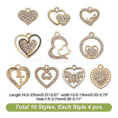 40Pcs 10 Styles Alloy Rhinestone Pendants(ALRI-AR0001-10)-2