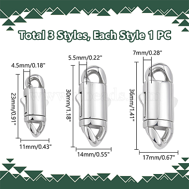 3Pcs 3 Styles 304 Stainless Steel Snap Lock Clasps(STAS-UN0053-39)-3