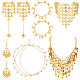 Alloy Flat Round Charms Cluster Bib Necklace & Ring Bracelet & Dangle Earrings & Headwears & Anklets(SJEW-AN0001-47)-1