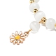 Bracelet extensible en perles œil de chat avec breloque marguerite en alliage d'émail pour femme(BJEW-JB08542)-4