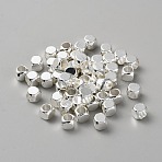 Cube Brass Beads, Silver, 5x5x5mm, Hole: 3.5mm(KK-WH0081-64D)