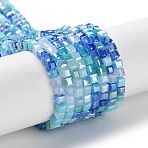 Gradient Color Electroplate Glass Bead Strands, Segmented Multi-color, AB Color Plated, Faceted, Cube, Royal Blue, 2.5x2.5x2.5mm, Hole: 0.8mm, about 170~180pcs/strand, 16.93~17.72 inch(43~45cm).(X-GLAA-E042-05-B07)