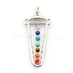 Vintage Chakra Jewelry Brass Gemstone Pendants, Triangle, Platinum, 56x27x5mm, Hole: 5x8mm(G-I114-09)