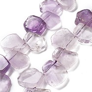 Natural Amethyst Beads Strands, Nuggets, Top Drilled, 16~17x18~23.5x6~8mm, Hole: 0.7mm, about 15pcs/strand, 7.28~7.72''(18.5~19.6cm)(G-P528-K03-01)