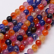 Natural Dragon Veins Agate Beads Strands, Faceted, Dyed, Round, Mixed Color, 8mm, Hole: 1mm(G-G580-8mm-18B)