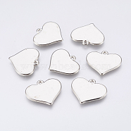 CCB Plastic Pendants, Heart, Platinum, 21x24x2mm, Hole: 1.2mm(CCB-P006-023)