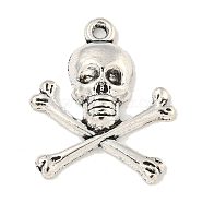 Tibetan Style Alloy Pendants, Pirate Style Skull, Antique Silver, Lead Free, Nickel Free and Cadmium Free, 24x20x4mm, Hole: 2mm, about 680pcs/1000g(TIBEP-LF10441YKG-AS-FF)