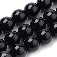 Natural Black Onyx Beads Strands, Dyed, Round, 10mm, Hole: 1mm, about 38pcs/strand, 15.7 inch(G-S259-19-10mm)