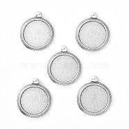 Tibetan Style Alloy Pendant Cabochon Settings, Cadmium Free & Lead Free, Flat Round, Antique Silver, Tray: 25mm, 37x32x2mm, Hole: 4mm, about 165pcs/kg(TIBEP-N003-71AS)