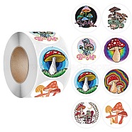 Paper Stickers, Self-adhesive Decorative Stickers Decals, Mushroom, Mixed Color, 25mm, 500pcs/roll(STIC-P013-01)