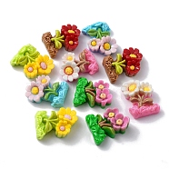 Opaque Resin Decoden Cabochons, Flower, Mixed Color, 24x17.5x7mm(CRES-P030-B)