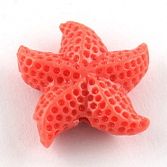 Dyed Synthetical Coral Beads, Starfish/Sea Stars, Coral, 20x19x7mm, Hole: 1.5mm(CORA-R011-23I)