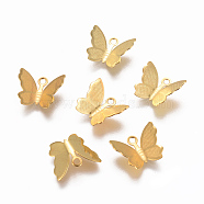 Brass Charms, Butterfly, Golden, 10.5x12.5x3.5mm, Hole: 1.5mm(KK-TAC0002-07G)