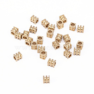 Brass Spacer Beads, Nickel Free, Cube, Raw(Unplated), 3x2.5mm, Hole: 1.5mm(KK-F713-23C-2.5x2.5mm)