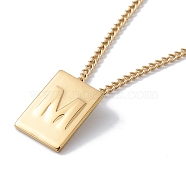 Stainless Steel Initial Letter Rectangle Pendant Necklace for Men Women, Golden, Letter.M, 18.11~18.5 inch(46~47cm)(NJEW-E090-01G-13)