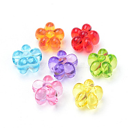 Transparent Acrylic European Beads, Large Hole Beads, Flower, Mixed Color, 16x16x12mm, Hole: 5mm, about 338pcs/500g(TACR-S144-14)