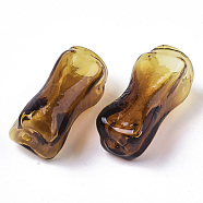 Semi-manual Blown Glass Bottles, for DIY Glass Vial Pendants Charms, Cuboid, Chocolate, 29.5~31x13~14x13~14mm, Half Hole: 1.5mm(GLAA-R213-01A)