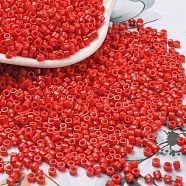 Baking Paint Glass Seed Beads, Cylinder, Orange Red, 2.5x2mm, Hole: 1.4mm, about 45359pcs/pound(SEED-S042-05A-34)