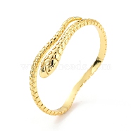 Snake Grooved Cuff Bangle, Brass Serpent Wrap Open Bangle for Women, Cadmium Free & Lead Free, Real 18K Gold Plated, Inner Diameter: 1-7/8x1-3/4 inch(4.9x4.4cm)(BJEW-D448-24G-RS)