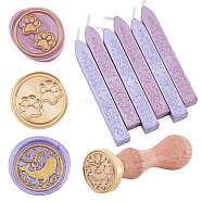 CRASPIRE DIY Wax Seal Stamp Kits, Including Sealing Wax Sticks, Brass Wax Seal Stamp and Wood Handle, Mixed Color, 2.5x1.4~14.5cm(DIY-CP0002-59F)