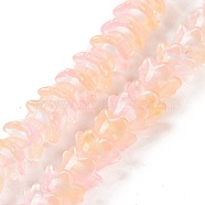 Transparent Glass Beads Strands, with Glitter Powder, Flower, PeachPuff, 11~12x7.5~8mm, Hole: 1.4mm, about 50pcs/strand, 11.42''(29cm)(LAMP-H061-01D-05)