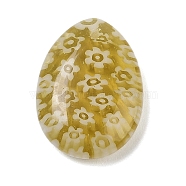 Handmade Millefiori Lampwork Beads, Teardrop, Goldenrod, 18x13.5x4.5mm, Hole: 1~1.1mm(LAMP-G166-06C)