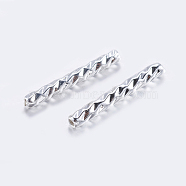 Brass Tube Beads, Tube, Faceted, Silver Color Plated, 10x1.5mm, Hole: 0.8mm(X-KK-K197-39S)