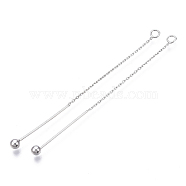 Brass Cable Chain Big Pendants, with Bar & Ball, Real Platinum Plated, 76x4mm, Hole: 2mm(KK-T032-155P)