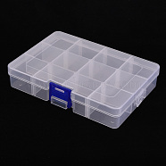 Polypropylene(PP) Bead Storage Container, 12 Compartment Organizer Boxes, with Hinged Lid, Rectangle, Clear, 14.5x10x2.8cm(CON-N011-001)